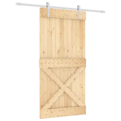 vidaXL Drsna vrata s kompletom vodil 100x210 cm trdna borovina