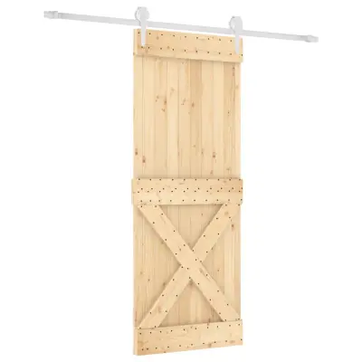 vidaXL Drsna vrata s kompletom vodil 90x210 cm trdna borovina