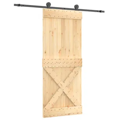 vidaXL Drsna vrata s kompletom vodil 85x210 cm trdna borovina