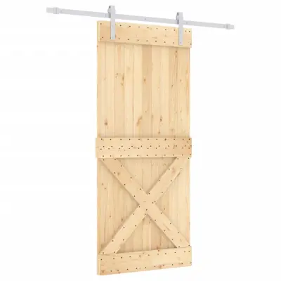vidaXL Drsna vrata s kompletom vodil 90x210 cm trdna borovina