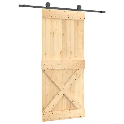 vidaXL Drsna vrata s kompletom vodil 90x210 cm trdna borovina
