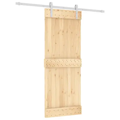 vidaXL Drsna vrata s kompletom vodil 80x210 cm trdna borovina