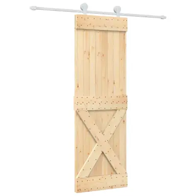 vidaXL Drsna vrata s kompletom vodil 70x210 cm trdna borovina