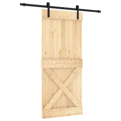vidaXL Drsna vrata s kompletom vodil 90x210 cm trdna borovina