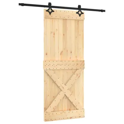 vidaXL Drsna vrata s kompletom vodil 85x210 cm trdna borovina
