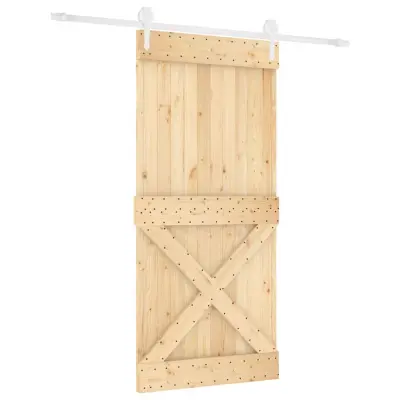 vidaXL Drsna vrata s kompletom vodil 95x210 cm trdna borovina