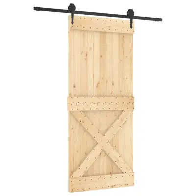 vidaXL Drsna vrata s kompletom vodil 90x210 cm trdna borovina