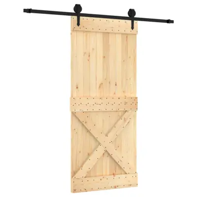 vidaXL Drsna vrata s kompletom vodil 90x210 cm trdna borovina