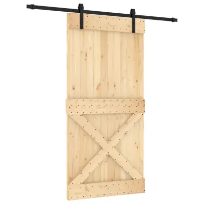 vidaXL Drsna vrata s kompletom vodil 100x210 cm trdna borovina