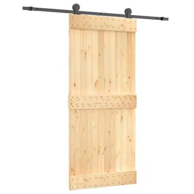 vidaXL Drsna vrata s kompletom vodil 90x210 cm trdna borovina