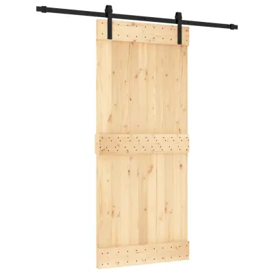 vidaXL Drsna vrata s kompletom vodil 90x210 cm trdna borovina