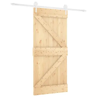 vidaXL Drsna vrata s kompletom vodil 90x210 cm trdna borovina