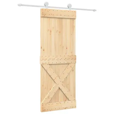 vidaXL Drsna vrata s kompletom vodil 80x210 cm trdna borovina