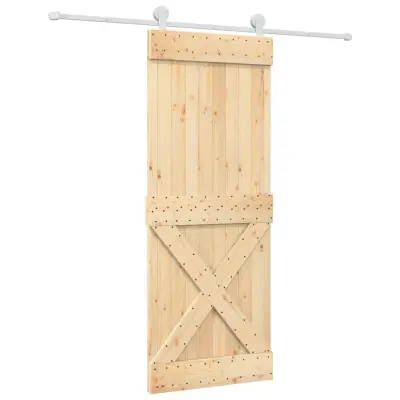 vidaXL Drsna vrata s kompletom vodil 80x210 cm trdna borovina