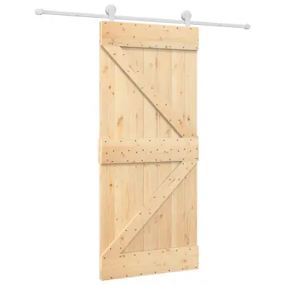 vidaXL Drsna vrata s kompletom vodil 90x210 cm trdna borovina