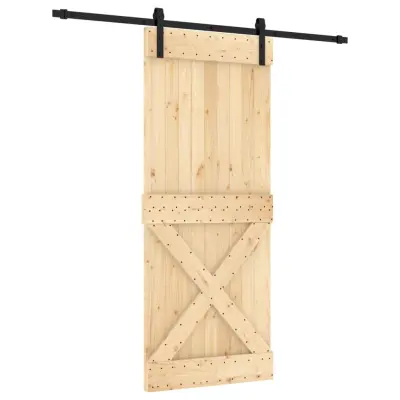 vidaXL Drsna vrata s kompletom vodil 85x210 cm trdna borovina