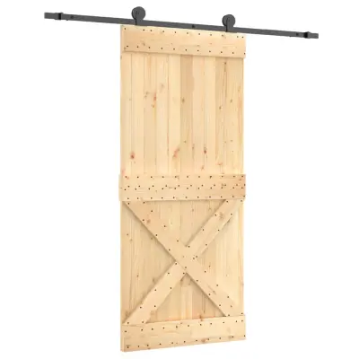 vidaXL Drsna vrata s kompletom vodil 90x210 cm trdna borovina