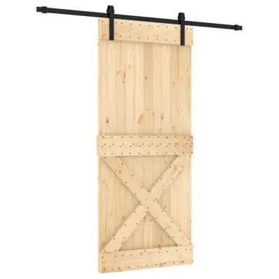 vidaXL Drsna vrata s kompletom vodil 90x210 cm trdna borovina