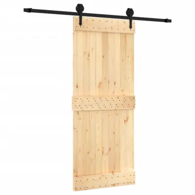 vidaXL Drsna vrata s kompletom vodil 85x210 cm trdna borovina