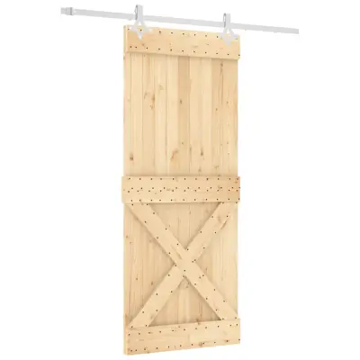 vidaXL Drsna vrata s kompletom vodil 85x210 cm trdna borovina