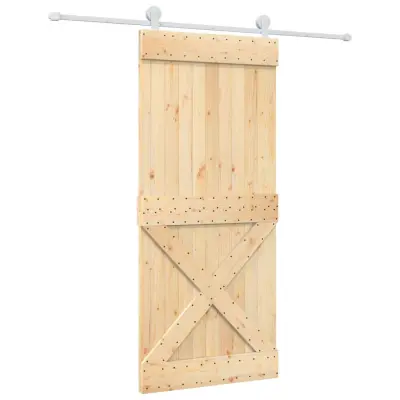 vidaXL Drsna vrata s kompletom vodil 90x210 cm trdna borovina