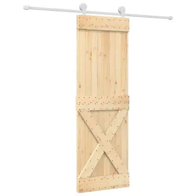 vidaXL Drsna vrata s kompletom vodil 70x210 cm trdna borovina