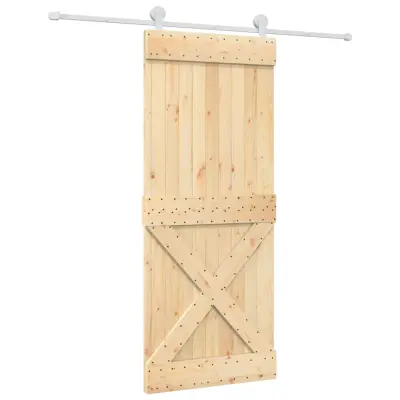 vidaXL Drsna vrata s kompletom vodil 85x210 cm trdna borovina