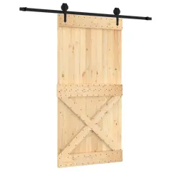 vidaXL Drsna vrata s kompletom vodil 100x210 cm trdna borovina