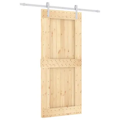 vidaXL Drsna vrata s kompletom vodil 90x210 cm trdna borovina
