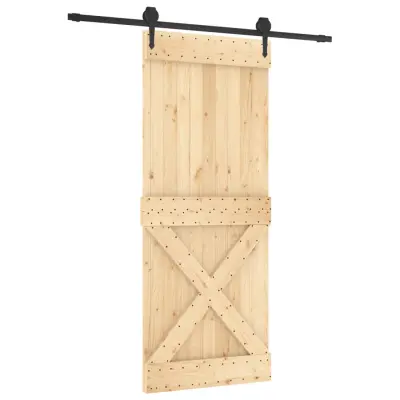 vidaXL Drsna vrata s kompletom vodil 85x210 cm trdna borovina