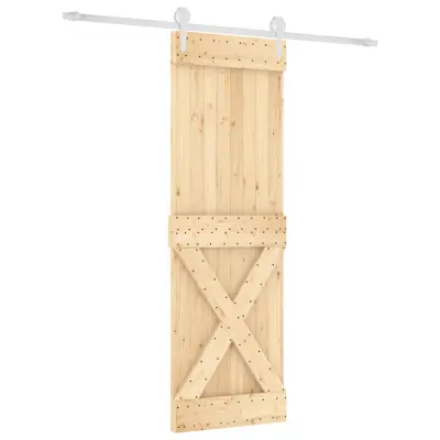 vidaXL Drsna vrata s kompletom vodil 70x210 cm trdna borovina