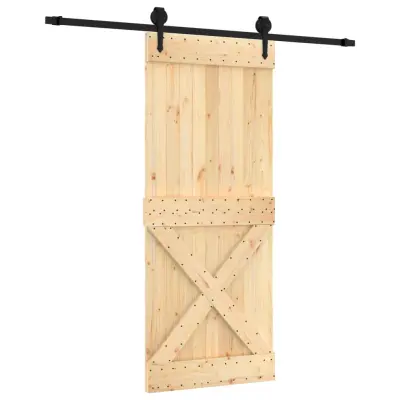 vidaXL Drsna vrata s kompletom vodil 85x210 cm trdna borovina