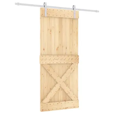 vidaXL Drsna vrata s kompletom vodil 90x210 cm trdna borovina