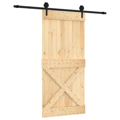 vidaXL Drsna vrata s kompletom vodil 95x210 cm trdna borovina