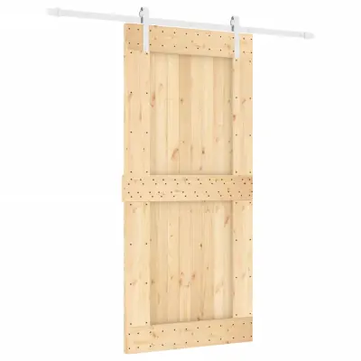 vidaXL Drsna vrata s kompletom vodil 95x210 cm trdna borovina