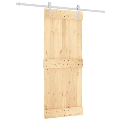 vidaXL Drsna vrata s kompletom vodil 85x210 cm trdna borovina