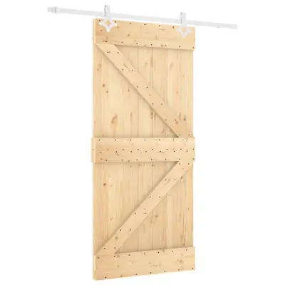 vidaXL Drsna vrata s kompletom vodil 90x210 cm trdna borovina