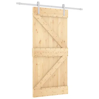 vidaXL Drsna vrata s kompletom vodil 90x210 cm trdna borovina