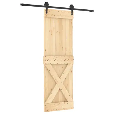 vidaXL Drsna vrata s kompletom vodil 70x210 cm trdna borovina