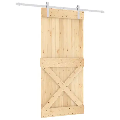 vidaXL Drsna vrata s kompletom vodil 95x210 cm trdna borovina
