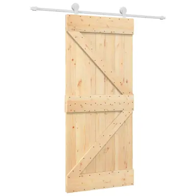 vidaXL Drsna vrata s kompletom vodil 90x210 cm trdna borovina