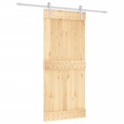 vidaXL Drsna vrata s kompletom vodil 90x210 cm trdna borovina