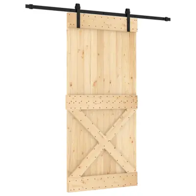 vidaXL Drsna vrata s kompletom vodil 95x210 cm trdna borovina
