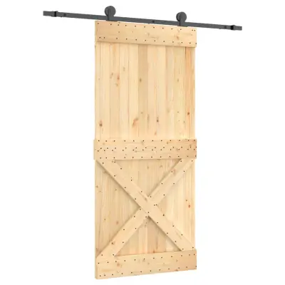 vidaXL Drsna vrata s kompletom vodil 95x210 cm trdna borovina