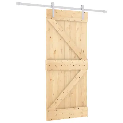 vidaXL Drsna vrata s kompletom vodil 90x210 cm trdna borovina