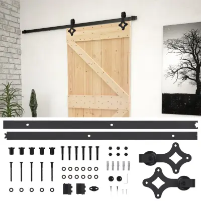 vidaXL Drsna vrata s kompletom vodil 90x210 cm trdna borovina