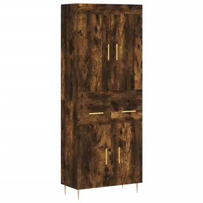 vidaXL Visoka komoda dimljen hrast 69,5x34x180 cm inženirski les