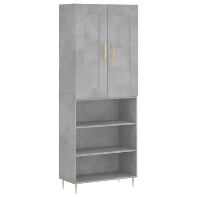 vidaXL Visoka komoda betonsko siva 69,5x34x180 cm inženirski les