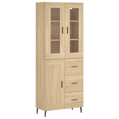 vidaXL Visoka komoda sonoma hrast 69,5x34x180 cm inženirski les
