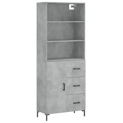 vidaXL Visoka komoda betonsko siva 69,5x34x180 cm inženirski les